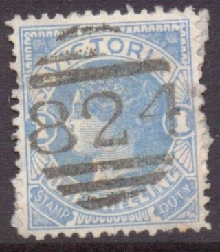 Australia Victoria Numeral Postmark / Cancel " 824 " Fitzroy On One Shilling