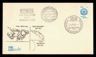 Dr Who 1982 Argentina Fdc Falkland Islands Ovpt Cachet Antarctic E33511