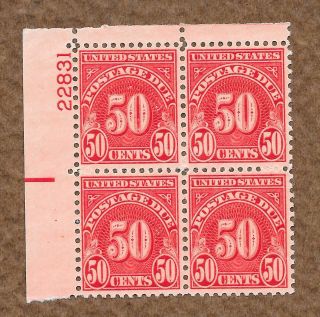 1931 United States 50 Cent Postage Due Plate Block,  Scott J86