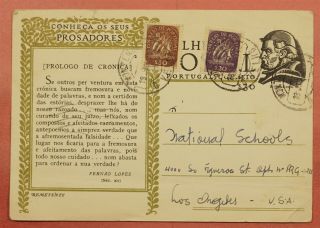 Dr Who 1949 Portugal Uprated Postal Card To Usa 39527