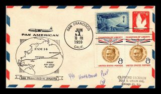 Dr Jim Stamps Us Fam 14 San Francisco First Flight Air Mail Cover Jakarta 1959