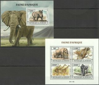 K166 2013 Burundi Fauna African Wild Animals Faune Bl,  Kb Mnh Stamps