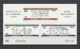 Mexico 1966 Sc C320a Issued To Publicize The 1968 19th Olympic Games Mnh S/s