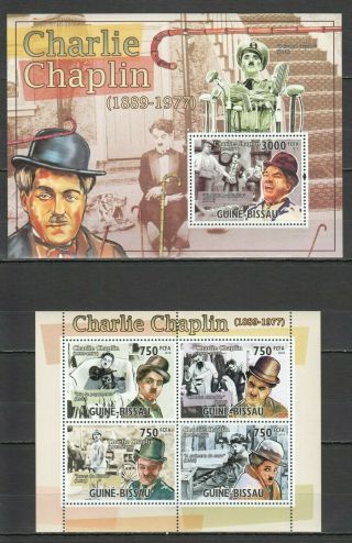 Bc748 2010 Guinea - Bissau Famous People Legendary Charlie Chaplin 1kb,  1bl Mnh