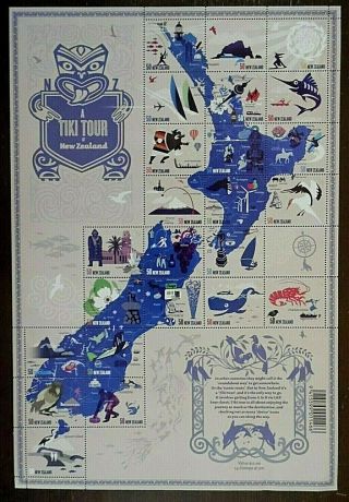 A Tiki Tour Of Zealand,  Sheet Of 24 Stamps & Poster Issued 5 - 8 - 2009,  $12