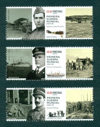 Portugal 2017 In World War I 1914 - 1918 3 Stamps Mnh Issued 17/06/30