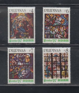 Philippine Stamps 1997 Christmas (stained Glass) Complete Set Mnh