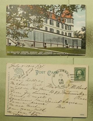 Dr Who 1910 Sheldrake Ny Hotel Postcard To St Louis Mo E40034