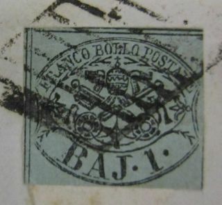 Italy Papal States 1852 1 Bajocco On Cover Sas 2 Cv $54 190821019