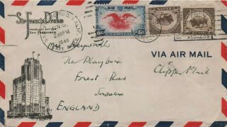 1940 Clipper Air Mail Illustrated Cover San Francisco To England