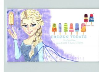 Frozen Treats,  Hand Painted 1 Of 1 W/ Color Cancel,  First Day Of Issue
