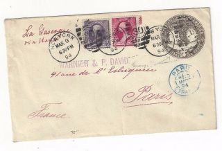 1894 York,  220,  221,  10c Columbian Stationery Entire U351 To France