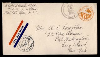 Dr Who 1945 Navy Airmail Stationery To Usa Wwii Censored E39916