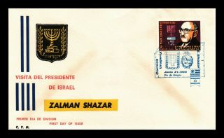 Dr Jim Stamps President Of Israel Zalman Shazar Fdc Uruguay Cover
