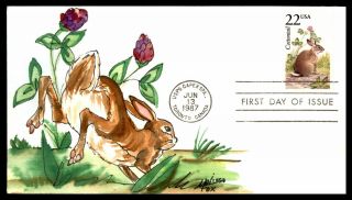 Mayfairstamps Us Fdc 1987 Melissa Fox Hand Painted Cottontail Rabbit Capex First