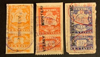 Mexico Revenue Stamps 1897 - 8 1 - 10c B2/68 On Paper