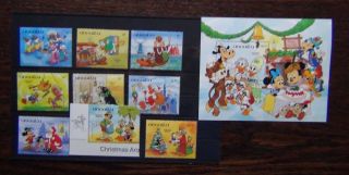 Anguilla 1984 Christmas Walt Disney Cartoon Set & Miniature Sheet Mnh