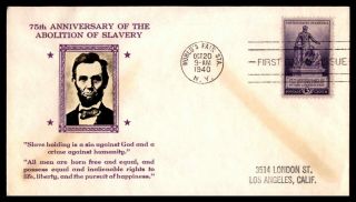 Mayfairstamps Us Fdc 1940 Abraham Lincoln Crosby Cachet First Day Cover Wwb26325