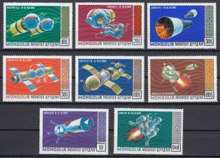 K8 Mongolia Set Of 8 Space Stamps 1970 Mnh Luna Apollo Soyuz Gemini Vostok