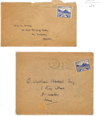 Lb114 1944 Channel Islands Ww2 Jersey Views Issue German Occupation Covers (2)