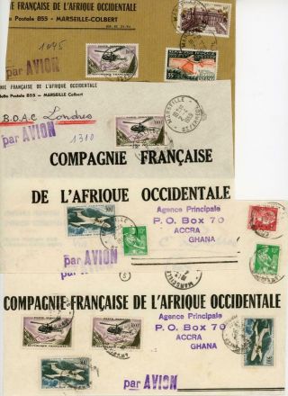 French Colonies 3 Airmail Cover Fronts With 4 X 1000f Sg1320 Cat £34 Each