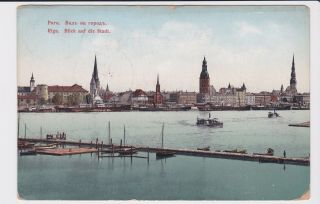 Stamps 1910 Russia Lithuania Picture Postcard Port Of Riga Postal History