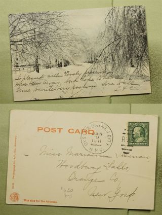 Dr Who 1911 Oyster Bay & Li City Rpo Winter Scene Postcard To Ny E39243