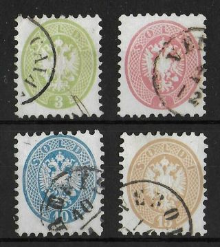 Lombardy Venetia 1864 - 1865 Set Of 4 Stamps I Sass 42 - 45 Cv €400