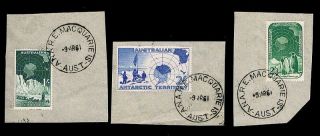 A.  N.  A.  R.  E.  Macquarie Island • 1961 Per Favour Postmarks On Stamps (3)
