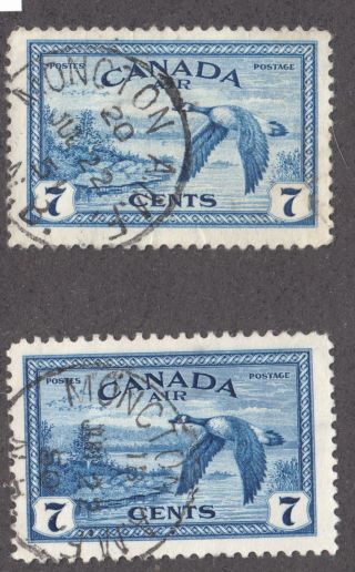 Canada: C9 7c Blue Goose Airmail,  1950 - 51 Moncton Amf Nb (x2) Scarce Cds Vfu