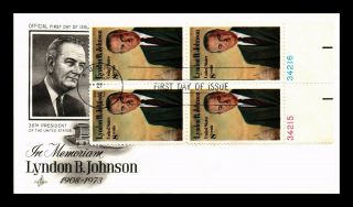 Dr Jim Stamps Us Lyndon B Johnson President First Day Cover Block Austin