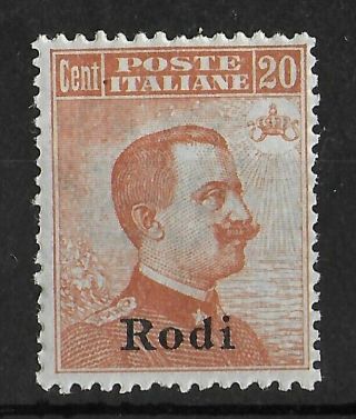 Rodi Egeo Italy 1917 Nh 20c Orange Brown Sass 10 Cv €800 Vf