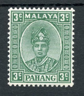 Malaya Pahang 1935 - 41 3c Green Sg31a Fine Mnh Clear Gum