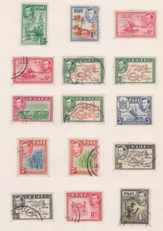 (fnt - 2) 1938 Fiji Set Of 22 Stamps Kgvi 1/2c To One Pound (b)