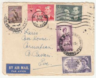 Australia: Royal Visit Cover,  Melbourne - Co Cavan,  Ireland,  Letter Enc,  3 Fe 1954