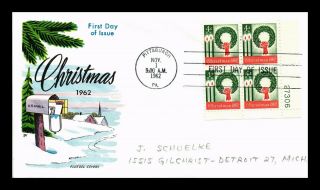 Dr Jim Stamps Us Christmas Candle Wreath First Day Cover Fluegel Plate Block