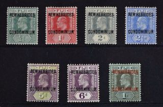 Hebrides,  Kevii,  1910,  Set Of 7 Stamps To 1s.  Value,  Mm,  Cat £19.