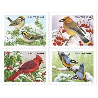 Us Scott 5126 - 5129 Songbirds In Snow Block Of 4 From Booklet Mnh