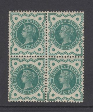 Block Of 4 Gb Qv 1/2d Blue - Green Sg213 Hinged 1900 Halfpenny Jubilee Stamps