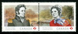 Canada 2551a Se - Tenant Pair The War Of 1812 Laura Secord De Salaberry 2013 Mnh