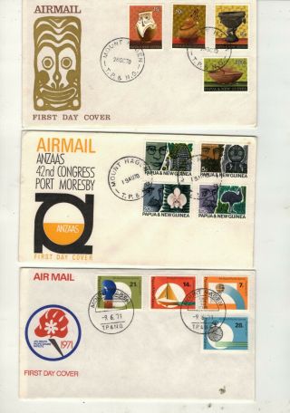Papua Guinea.  14 Old First Day Covers.  See Pictures.