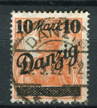 Germany; Danzig 1920 Aug - Sept Germania Surcharged Issue Fine 10m.