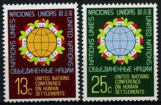 United Nations York 1976 Sg 282 - 3 Human Settlements Mnh Set D62809