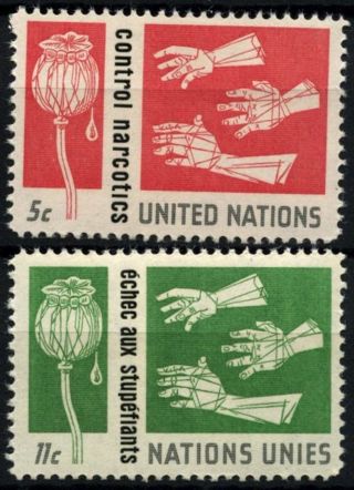 United Nations York 1964 Sg 131 - 2 Narcotics Control Mnh Set D62749