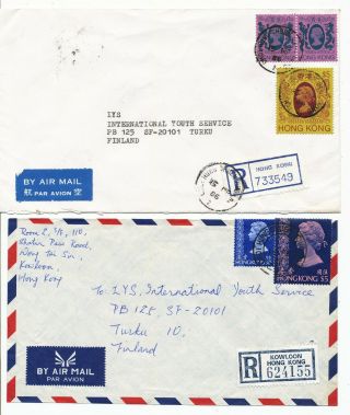Hong Kong 1982 - 8 Choi Hung Chuen Postmark On Registered 2 Cover To Finland