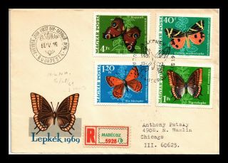 Dr Jim Stamps Butterflies Moths Fdc Registered Hungary European Size Cover