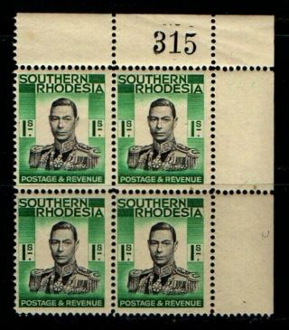 Southern Rhodesia Gvi One Shilling Unmounted Block Of Four.
