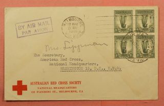 1946 Australia Red Cross Melbourne Airmail To Usa