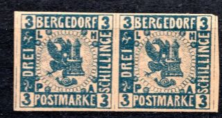 Germany - 1861 Bergedorf - 3 Shilling - Joined Pair - Nh