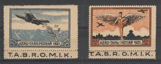 Poland / Polen 1921 - Aero Targ Flugpost - Airmail Cinderella Labels Uncommon